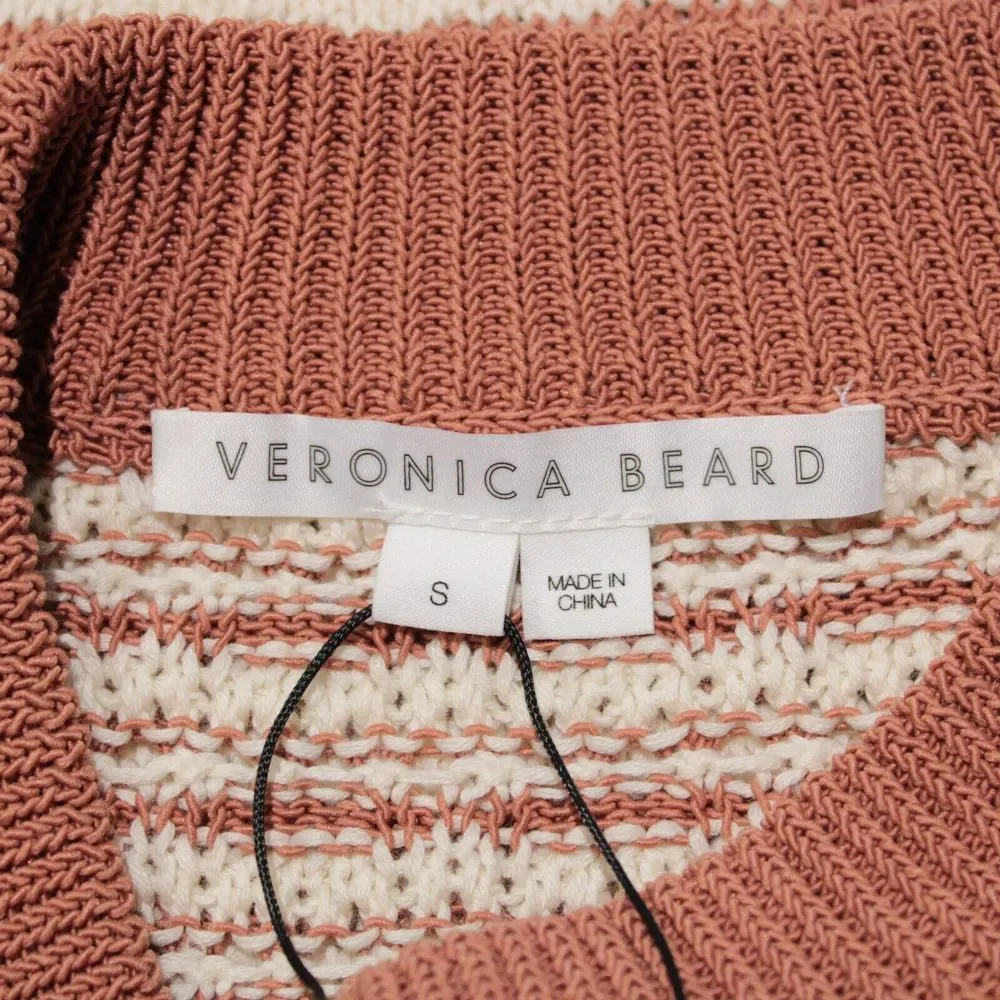 Veronica Beard NWT Bisa Striped Sweater Size Small in White/Mauve Cotton Blend - Picture 3 of 9